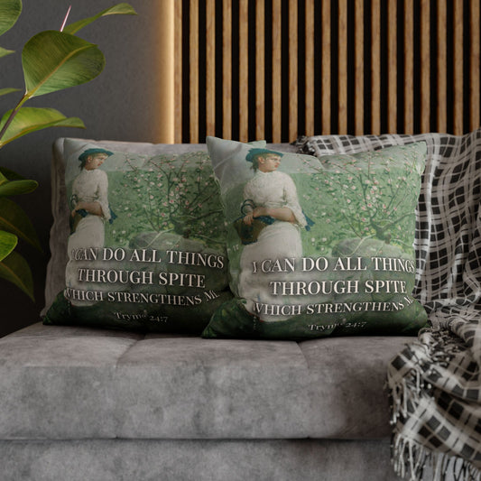 I Can Do All Things Through Spite – Vintage Art Quote Throw Pillow