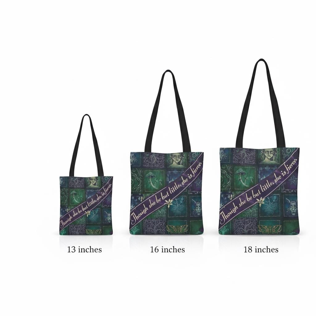 She Is Little, She Is Fierce – Literary Quote Canvas Tote