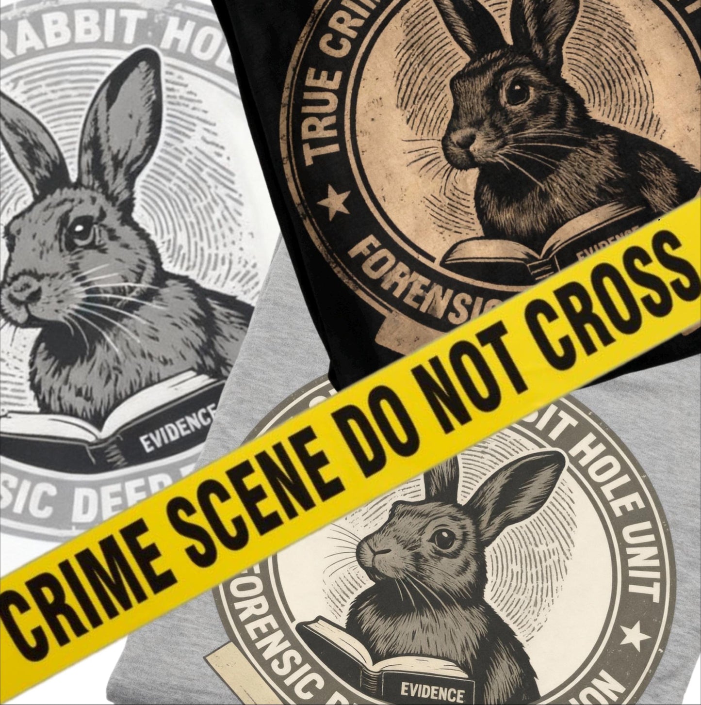 True Crime Bunny – Forensic Rabbit Graphic T-Shirt
