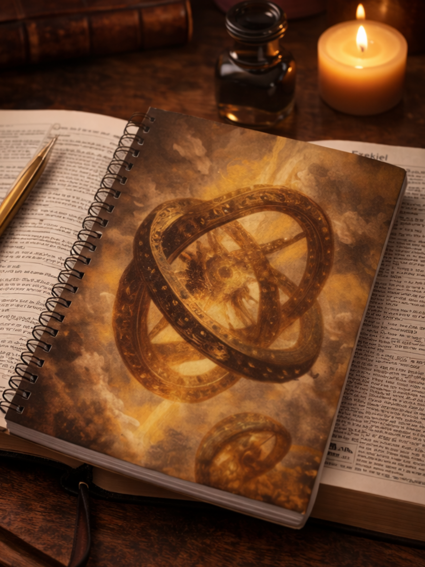 Ophanim “Wheel Within a Wheel” Spiral Notebook (Ruled) | Ezekiel 1 Biblical Angel Journal | Liminal State Sacred