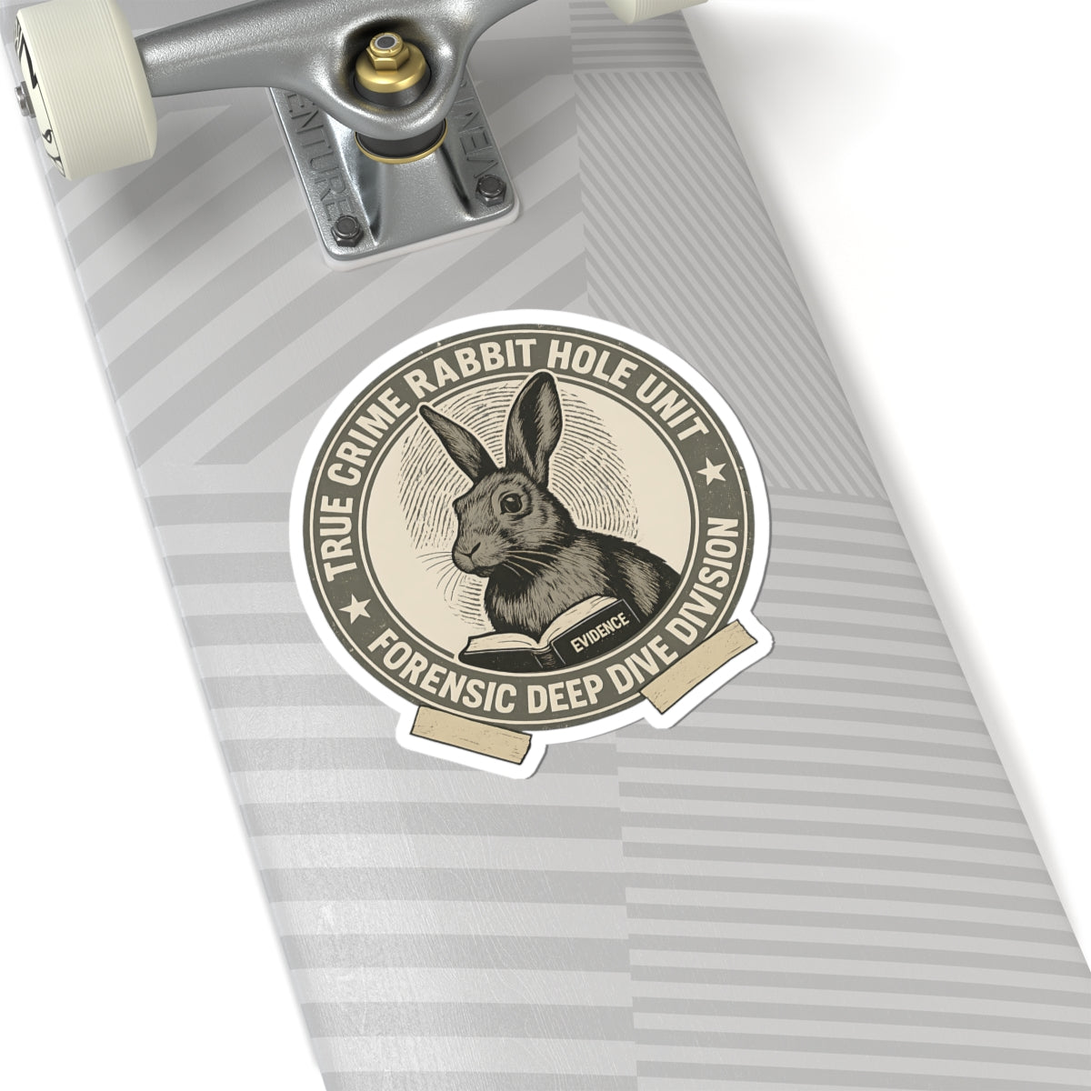 True Crime Bunny Sticker / Rabbit Hole Unit Badge Decal / Forensic Deep Dive Division Kiss Cut Vinyl Sticker