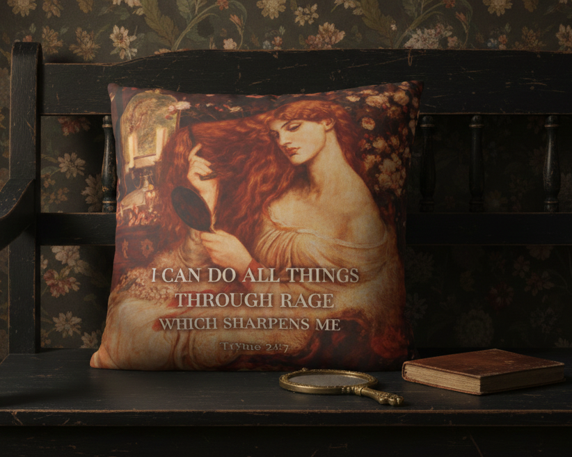 I Can Do All Things Through Rage – Vintage Art Quote Throw Pillow