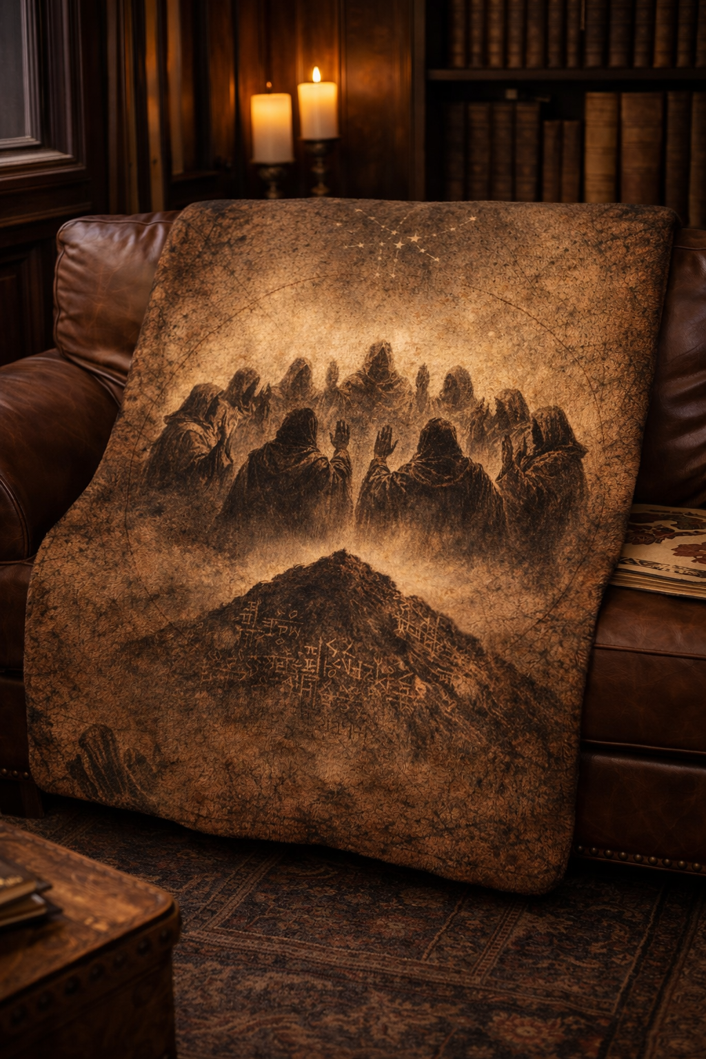The Oath at Mount Hermon Blanket — Watchers of Enoch, Antique Manuscript Style
