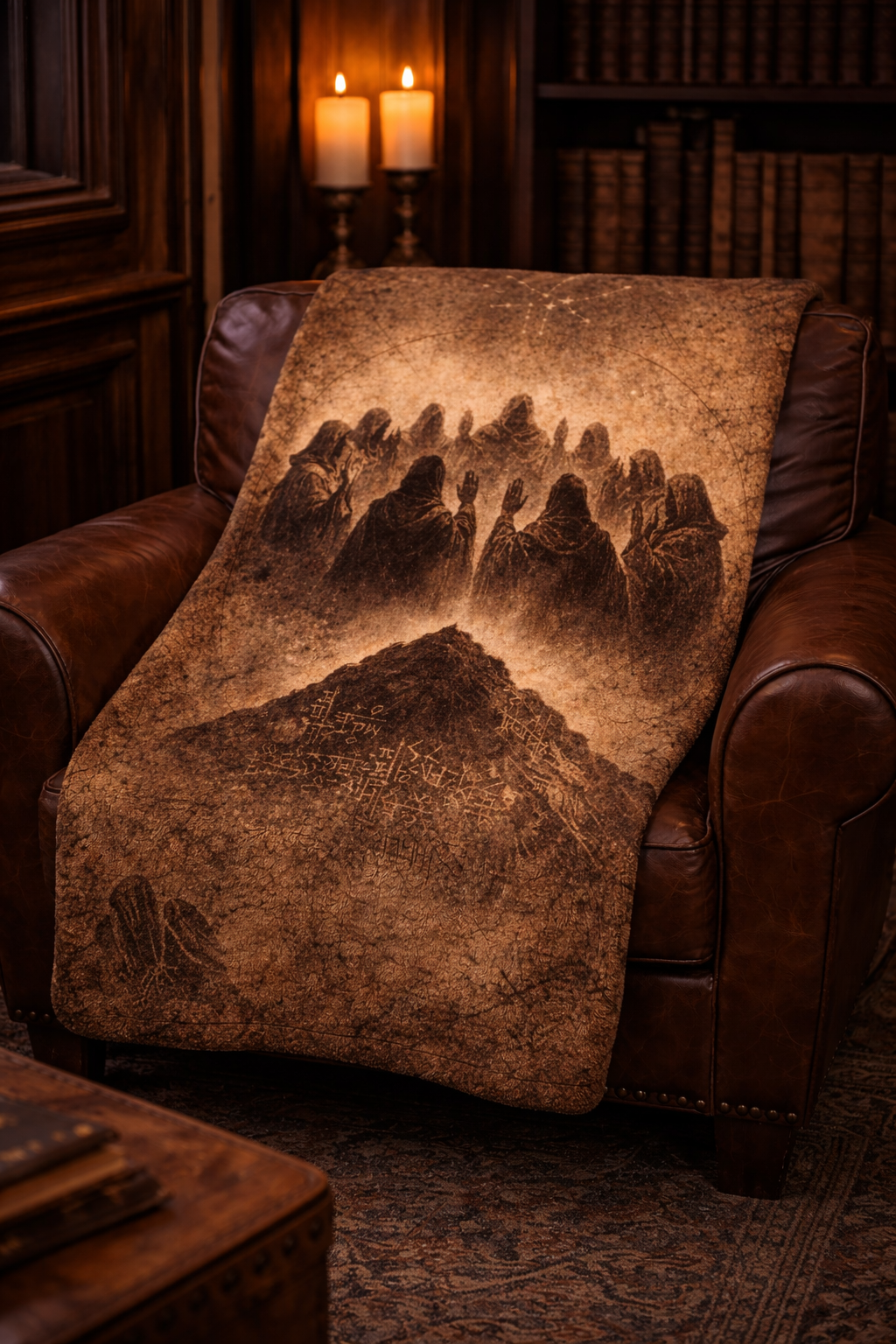 The Oath at Mount Hermon Blanket — Watchers of Enoch, Antique Manuscript Style