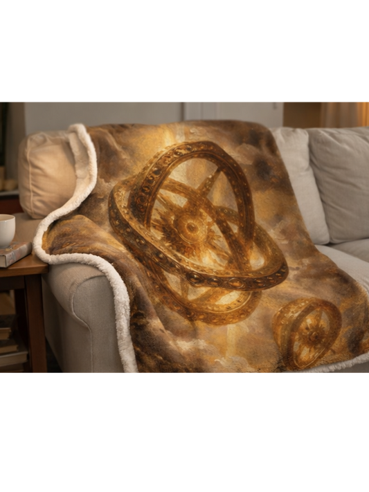 Ezekiel’s Ophanim Blanket (Wheel Within a Wheel) | Antique Sacred Manuscript Throw