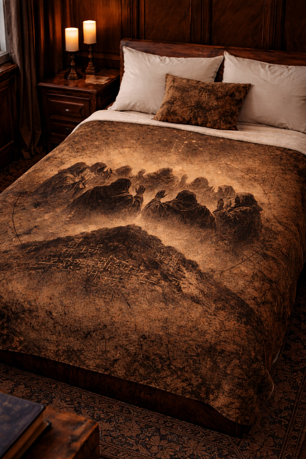 The Oath at Mount Hermon Blanket — Watchers of Enoch, Antique Manuscript Style