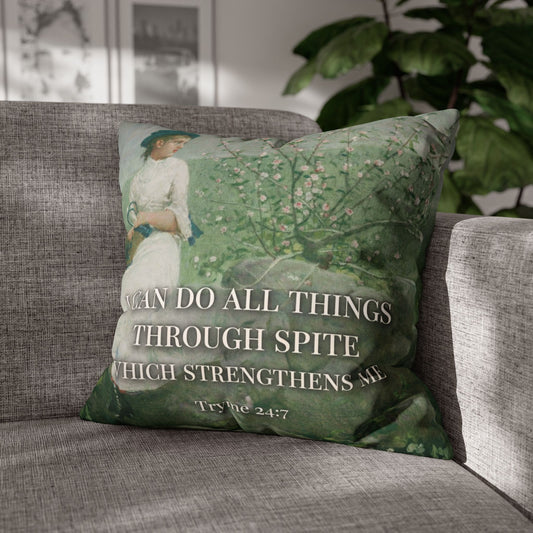 I Can Do All Things Through Spite – Vintage Art Quote Throw Pillow