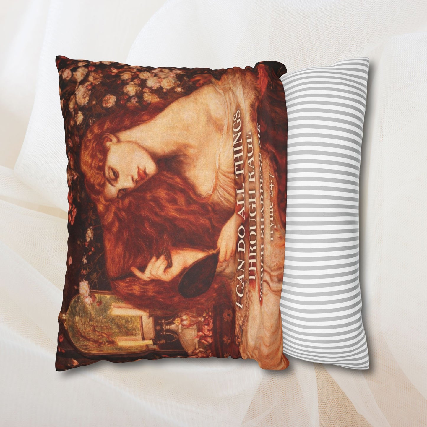 I Can Do All Things Through Rage – Vintage Art Quote Throw Pillow