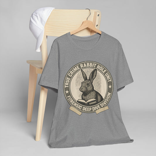True Crime Bunny – Forensic Rabbit Graphic T-Shirt