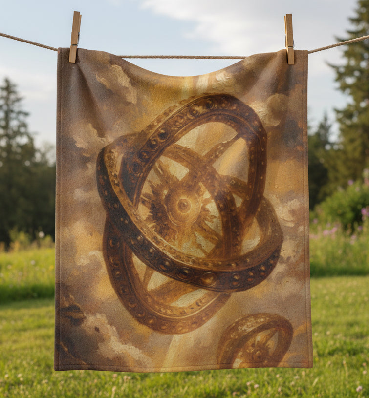 Ezekiel’s Ophanim Blanket (Wheel Within a Wheel) | Antique Sacred Manuscript Throw