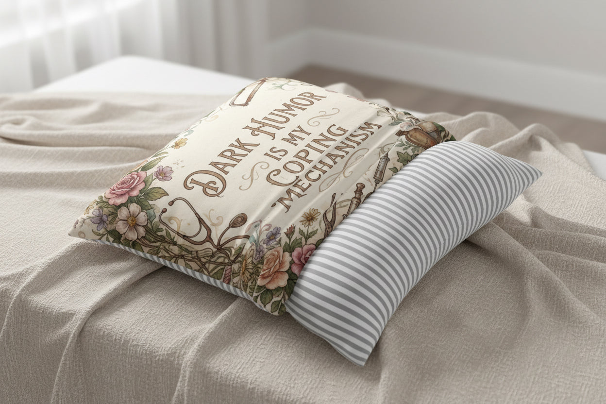 Dark Humor Is My Coping Mechanism – Funny Quote Pillow Cover