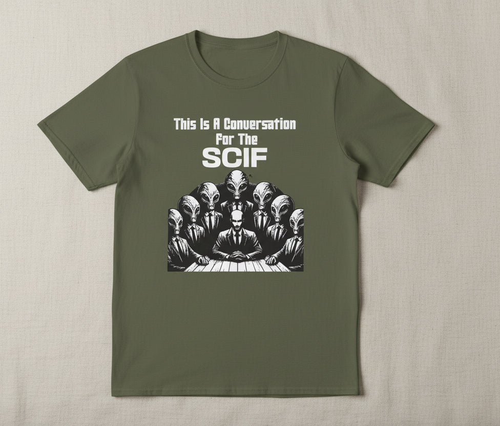 Funny UAP Disclosure SCIF Graphic T-Shirt – Classified Humor Tee