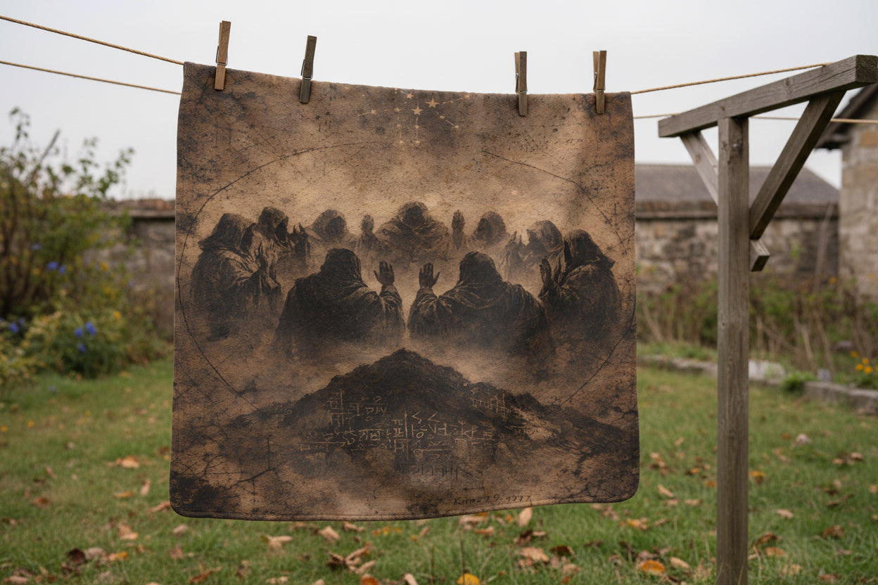 The Oath at Mount Hermon Blanket — Watchers of Enoch, Antique Manuscript Style