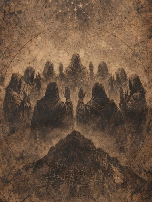 The Oath at Mount Hermon Blanket — Watchers of Enoch, Antique Manuscript Style