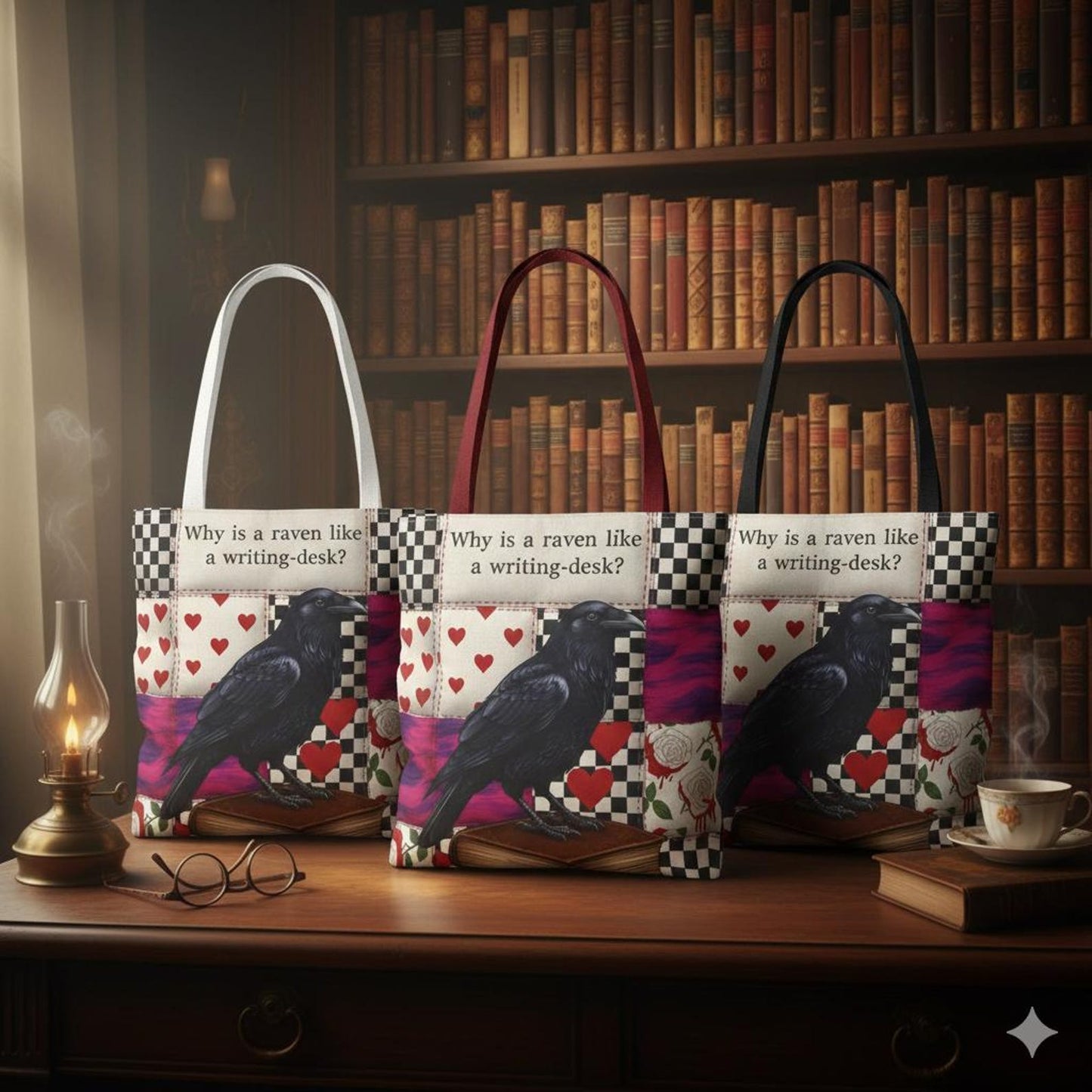 Alice Adventure Raven Book Tote