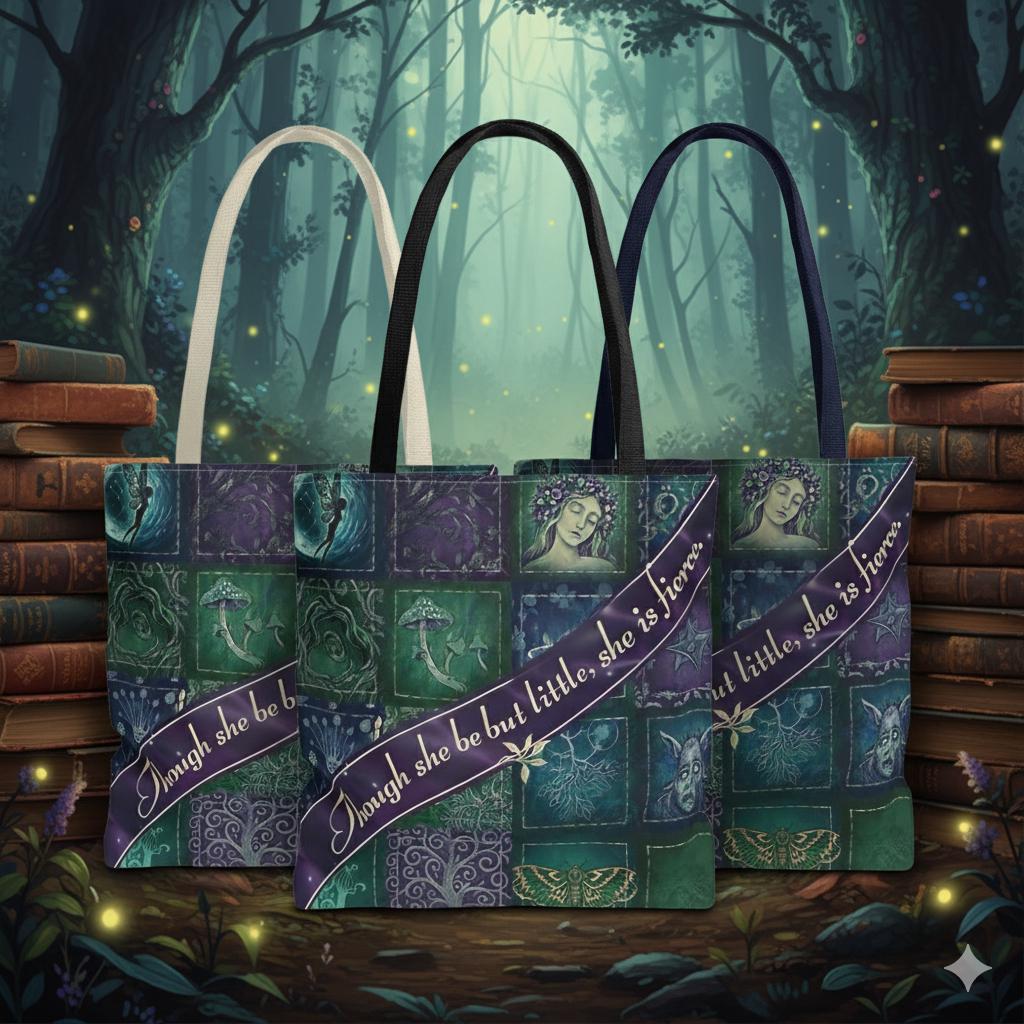 She Is Little, She Is Fierce – Literary Quote Canvas Tote