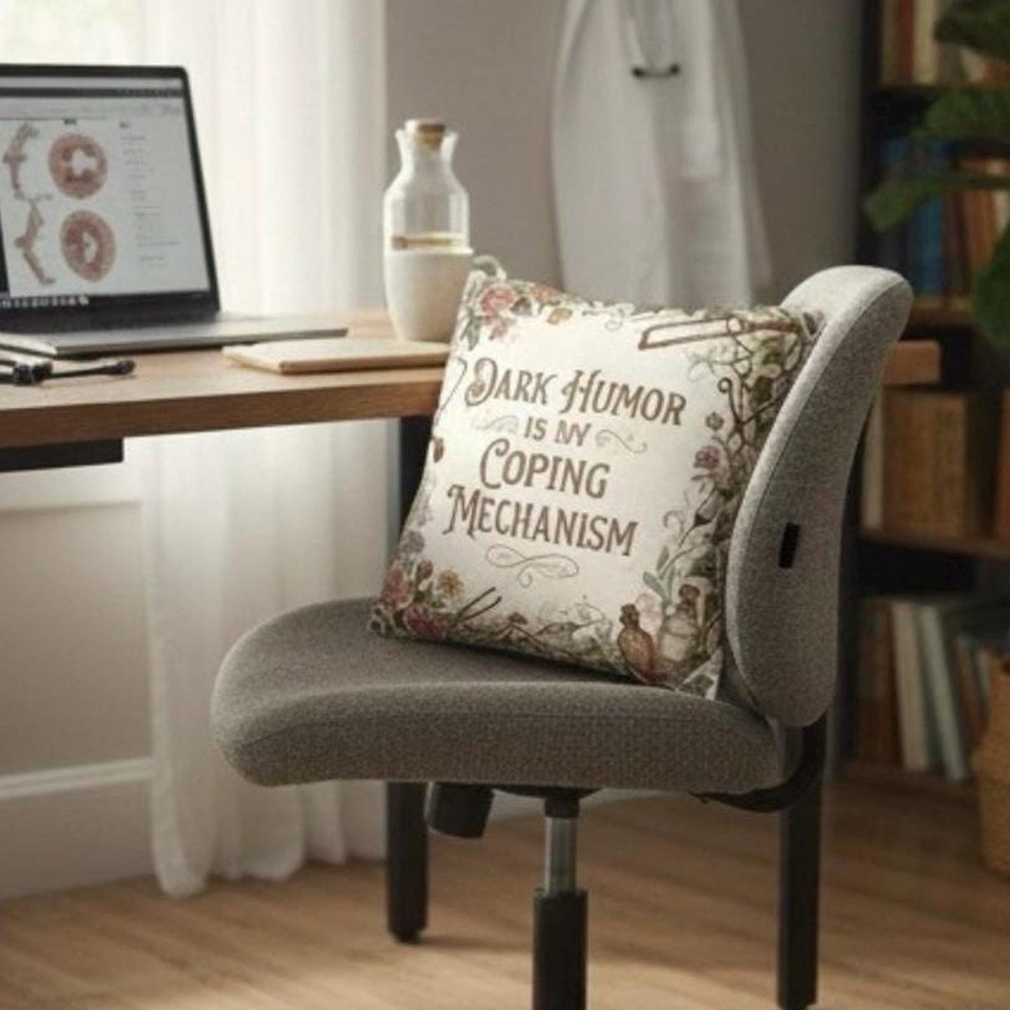 Dark Humor Is My Coping Mechanism – Funny Quote Pillow Cover