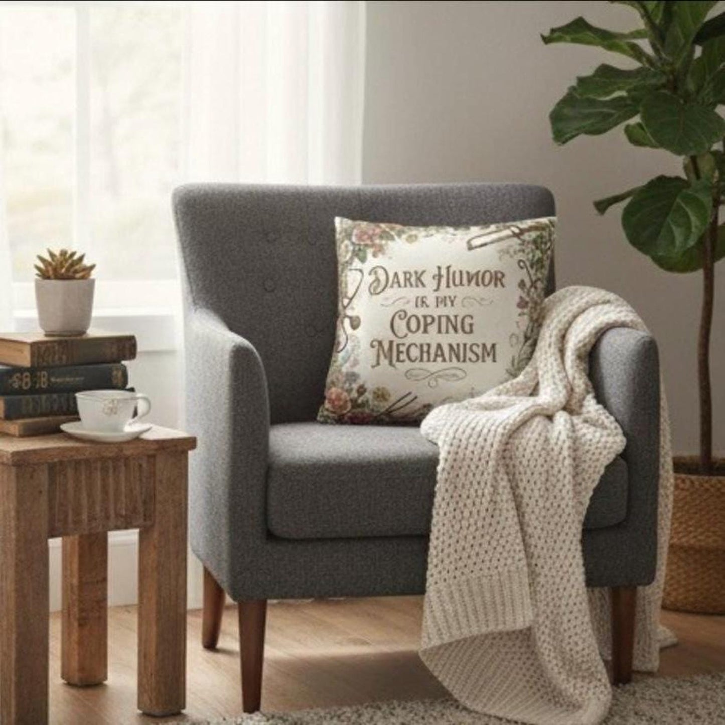 Dark Humor Is My Coping Mechanism – Funny Quote Pillow Cover