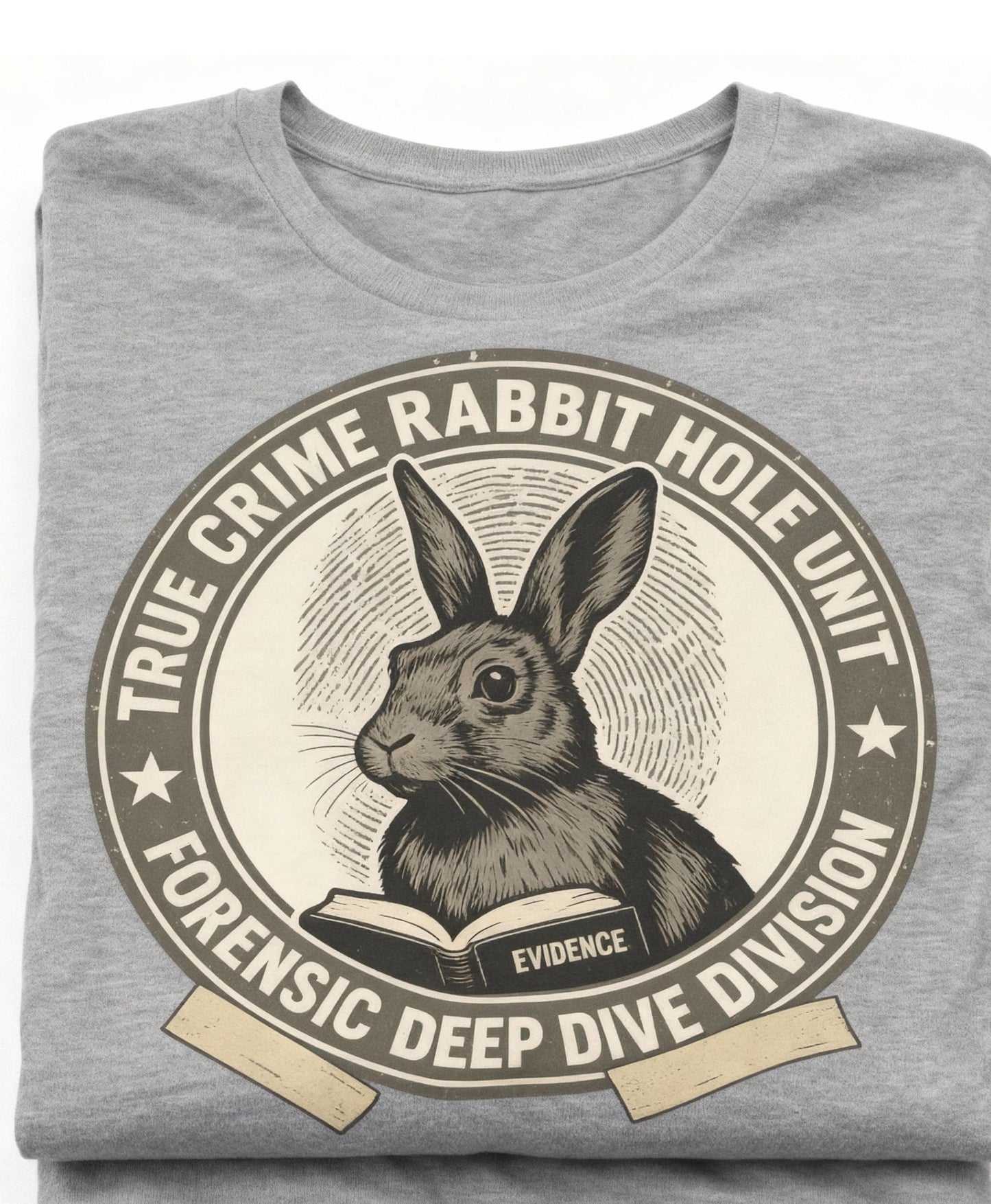 True Crime Bunny – Forensic Rabbit Graphic T-Shirt