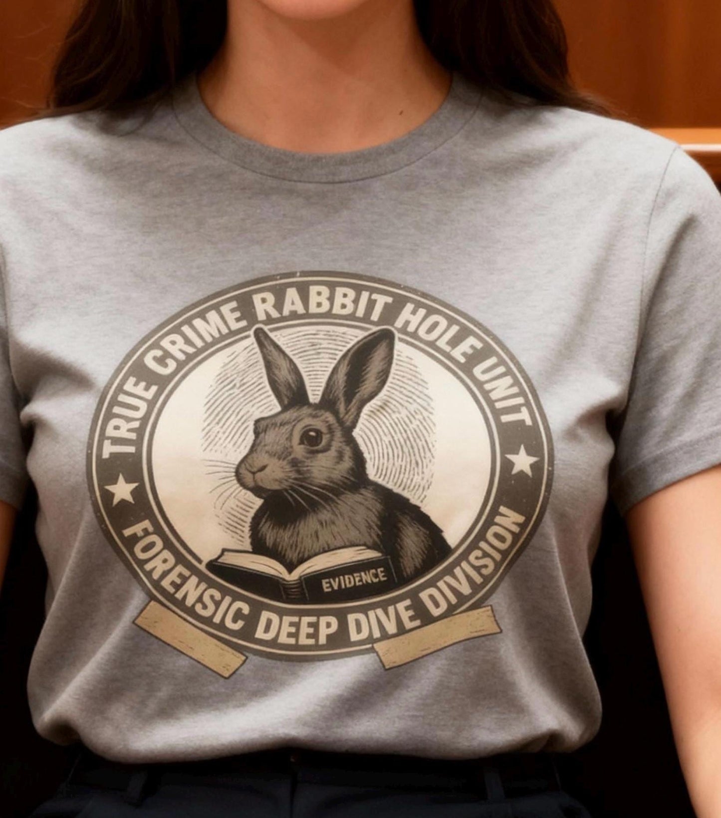 True Crime Bunny – Forensic Rabbit Graphic T-Shirt