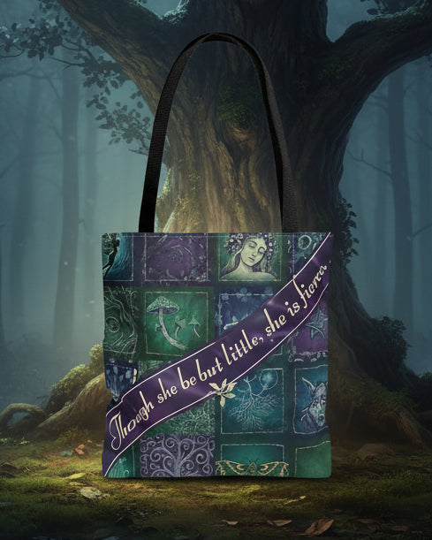 She Is Little, She Is Fierce – Literary Quote Canvas Tote