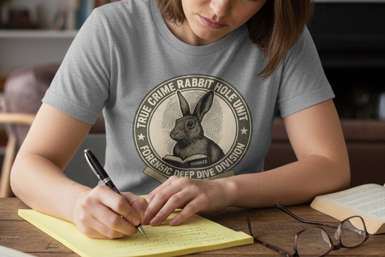 True Crime Bunny – Forensic Rabbit Graphic T-Shirt
